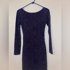 Super Sparkly Navy Cocktail Dress Size Small Criss Cross Back